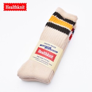 Healthknit  ヘルスニット 3ライン配色 クラッシック 生成り3Pソックス メンズ レディース ユニセックス 靴下