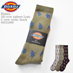 Dickies ディッキーズ DK  All-over pattern Logo C crew socks 3pack 80131800 C3P 総柄 サポート ロゴ スニーカー クルー丈  3足組 ソ