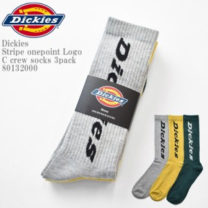 Dickies ディッキーズ DK  Stripe onepoint Logo C crew socks 3pack 80132000 ストライプ 刺繍  ロゴ スニーカー クルー丈  3足組 ソッ