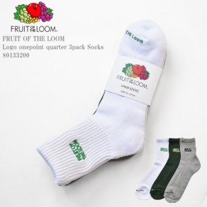 FRUIT OF THE LOOM フルーツ オブ ザ ルーム Q FTL Logo onepoint quarter 3pack Socks 80133200 ゆるゴム ロゴ 刺繍 クォーター丈 3足組