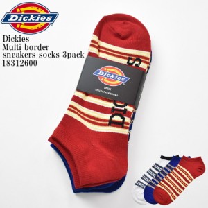 Dickies ディッキーズ DK Multi border sneakers socks 3pack 18312600 ロゴ マルチ ボーダー スニーカー くるぶし丈  3足組 ソックス 靴