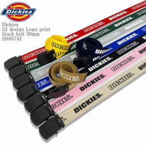 【サイズ調整可能】 Dickies ディッキーズ DK GI design Logo print black belt 30mm DS0876I 無地 ロゴ プリント ガチャベル ベルト  ス