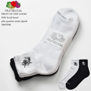 FRUIT OF THE LOOM フルーツ オブ ザ ルーム FTL INK Scull hand pile quarter socks 2pack 70073700 スカル ハンド 底パイル ソックス 2