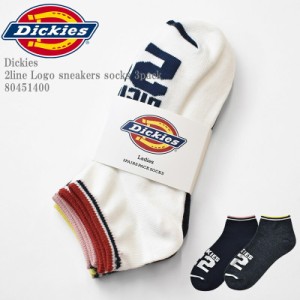 23cm~25cm Dickies ディッキーズ A, 3P DK 2line Logo sneakers socks 3pack 80451400 ２ラインロゴ くるぶし丈 スニーカー丈  3足組 ソ