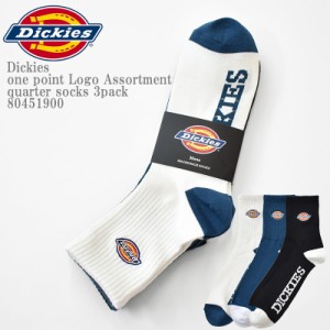 Dickies ディッキーズ Q. 3P DK one point Logo Assortment quarter socks 3pack 80451900 ロゴ 刺繍 アソート クォーター丈  3足組 ソッ