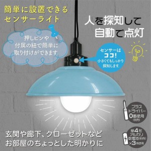 センサーライト LEDペンダント型センサーライト乾電池式  ( センサーライト 電池 人感 センサーライト ledセンサーライト led 屋外 屋内 