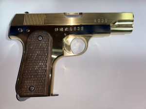 《3%OFFクーポン有》A!CTION ACTION 無可動モデルガン 杉浦式自動拳銃 シン・ディスプレイモデル 真鍮総削り出しモデル 桐箱入