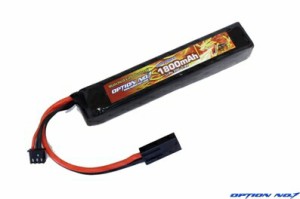 OPTION NO.1・HIGH POWER Li-Po 7.4V 1800mAh バッファーチューブ収納ミニスティックタイプ マッチドタイプ 