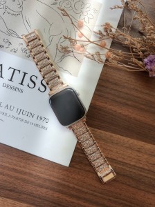 Apple Watchストーン付きメタルバンド 41/40/38mmローズゴールド アップルウォッチ 大人女子 韓国ファッション トレンドコーデ Y２K お洒