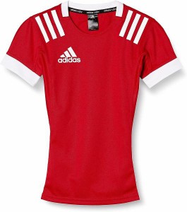 ADIDAS アディダス 13_ラグビー3STシャツ (FXU53) [色 : スカーレット/ホワイト] [サイズ : J/S]