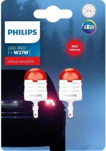 PHILIPPS フィリップス Ultinon Pro3000 ストップランプ用LED 12V T20 W21W 鮮明な赤色ランプ シングル球 2個入り 11065U30RB2