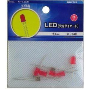 OHM オーム電機 [ライト・照明】LED電球・LEDランプ] LED φ3mm赤 5個入り