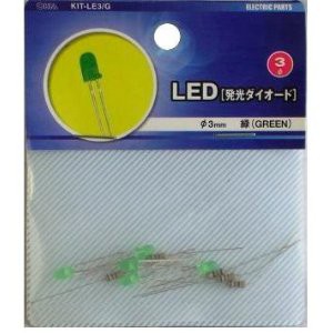 OHM オーム電機 [ライト・照明】LED電球・LEDランプ] LED φ3mm緑 5個入り