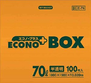 日本サニパック 日本サニパ △エコノプラスBOX E-74 半透明 70L 100枚 198758