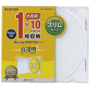 ELECOM エレコム CD/DVDスリムプラケース/1枚収納/10パック/ホワイト(CCD-JSCS10WH)