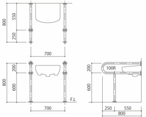 新協和 バリアフリー手摺 洗面・手洗器用標準取32mmヘアライン