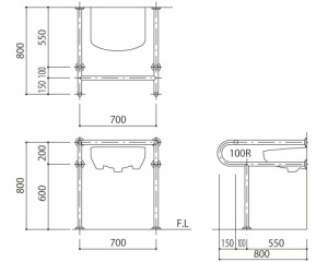 新協和 バリアフリー手摺 洗面・手洗器用標準取32mmヘアライン