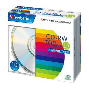 バーベイタム Verbatim SW80QU10V1 データ用CD-RW 700MB 1-4倍速 5mmスリムケース入10枚パック