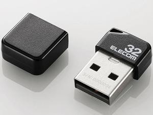 ELECOM エレコム USBメモリ USB2.0 小型 キャップ付 32GB ブラック  MF-SU2B32GBK 1個