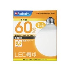 三菱化学メディア LDG9LGVP2 Verbatim LED電球26口金 電球色 60W相当(LDG9LGVP2)