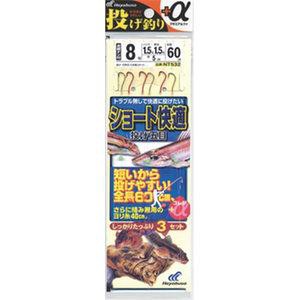 ハヤブサ 投げ釣り+αショート快適 2本鈎3セット 7-1.5