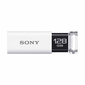 SONY ソニー USB3.0対応 ノックスライド式USBメモリー ポケットビット 128GB ホワイト キャップレス(USM128GU W)