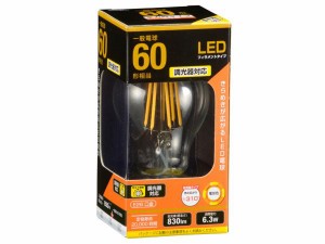 OHM オーム電機 06-3483 LEDフィラメントタイプ電球 クリア(60形相当/830lm/電球色/E26/全方向配光310°/調光器対応) LDA6L/D C6