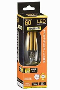 OHM オーム電機 06-3490 LEDフィラメントタイプ電球 シャンデリア球 クリア(60形相当/750lm/電球色/E26/全方向配光310°/調光器対応) LDC