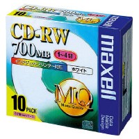 マクセル CDRW80PW.S1P10S CD-RW 700MB 4倍速 ホワイトプリンタブル 5mmケース 10枚入(CDRW80PW.S1P10S)