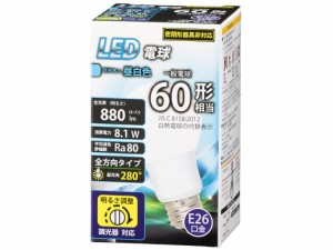 OHM オーム電機 LED電球(60形相当/880 lm/昼白色/E26/全方向280°/調光器対応) LDA8N-G/D G11