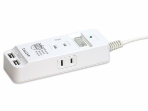 PRINCETON プリンストン 火災防止USB給電機能付マルチタップ(コンセントプラグ×1、USB×2)WH(PPS-UTAPS1)