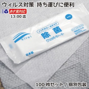  除菌ウェットシート 100枚セット 携帯用 使い捨て 日本製 ノンアルコール 食中毒対策ウィルス対策 除菌シート 除菌タオル 持ち運びに便