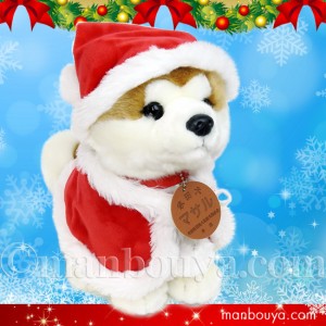 秋田犬 マサル ぬいぐるみ クリスマス キュート販売 CUTE あきたいぬ 座り M 25cm サンタ衣装 まんぼう屋ドットコム