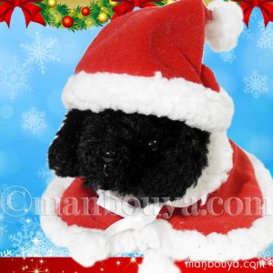 クリスマス ぬいぐるみ 犬 A-SHOW リトルビーンズ プードル ブラック サンタ衣装 【メール便発送可】まんぼう屋ドットコム