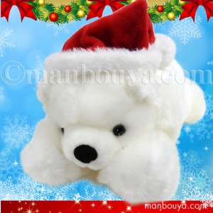 くま ぬいぐるみ シロクマ クリスマス プレゼント キュート販売 CUTE くたくた 白くま 這い Mサイズ 35cm サンタ帽子