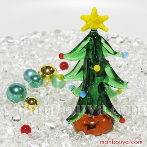 クリスマスツリー ミニチュア ガラス細工 飾り グラススクエア クリスマスツリー まんぼう屋ドットコム