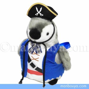 海賊 コスプレ ペンギン ぬいぐるみ たけのこ ペンギンS 17cm リボン青 海賊なりきり隊　まんぼう屋ドットコム
