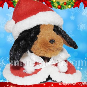 クリスマス ぬいぐるみ 犬 TAKENOKO たけのこ ミニダックスフント 黒 サンタ衣装  まんぼう屋ドットコム