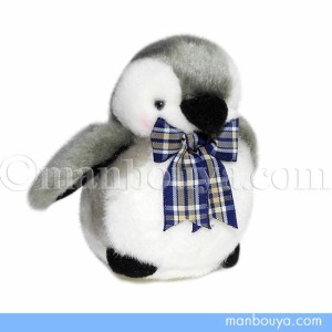 ペンギン グッズ ぬいぐるみ TAKENOKO（たけのこ） プチキーチェーン ペンギン リボン青 10cm　まんぼう屋ドットコム