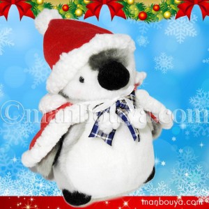 クリスマス ぬいぐるみ ペンギン グッズ たけのこ TAKENOKO ペンギンミニ リボン青 12cm サンタ衣装