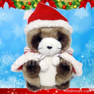 クリスマス ぬいぐるみ たぬき たけのこ TAKENOKO 森のなかまミニ タヌキ 12cm サンタ衣装 まんぼう屋ドットコム
