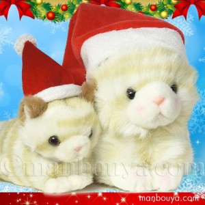 猫 ぬいぐるみ クリスマスプレゼント たけのこ TAKENOKO プチどりーむミニ ＆プチプチらんど ネコ ベージュ サンタ帽子 　まんぼう屋ドッ