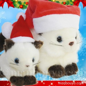 猫 ぬいぐるみ クリスマスプレゼント たけのこ TAKENOKO プチどりーむミニ ＆プチプチらんど シャムネコ サンタ帽子 まんぼう屋ドットコ