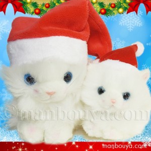 猫 ぬいぐるみ クリスマスプレゼント たけのこ TAKENOKO プチどりーむミニ ＆プチプチらんど ペルシャネコ サンタ帽子 まんぼう屋ドット