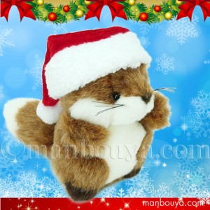 クリスマスプレゼント ぬいぐるみ 動物 たけのこ TAKENOKO プチプチらんど 森のなかま キツネ 10cm サンタ帽子 まんぼう屋ドットコム