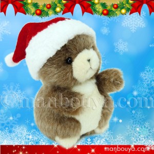 クリスマスプレゼント ぬいぐるみ くま たけのこ TAKENOKO プチプチらんど 森のなかま クマ 茶 10.5cm サンタ帽子 まんぼう屋ドットコム