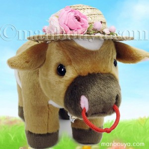 動物 ウシ ぬいぐるみ 牛 麦わら帽子 セット キュート販売 CUTE ジャージー牛 Lサイズ 31cm 夏のお散歩 まんぼう屋ドットコム