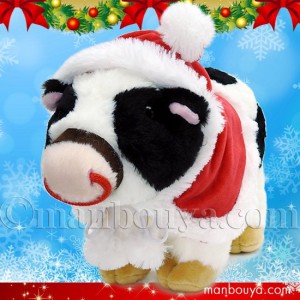 クリスマスプレゼント ぬいぐるみ 動物 うし ホルスタイン キュート販売 CUTE ウシさんリアル M 34cm クリスマス衣装 まんぼう屋ドットコ