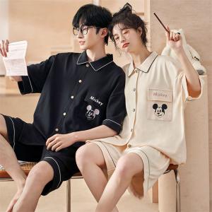 【ペア販売】ディズニー ミッキーマウス ミッキーちゃん ペアパジャマ ペアルック 高級感 可愛い カップル ルームウェア 半袖 おしゃれ 