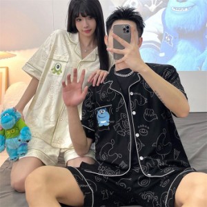 【ペア販売】ディズニー マイク　サリー　ペアパジャマ　ペアルック　カップル　ルームウェア 半袖　部屋着 セットアップ 上下セット 夏